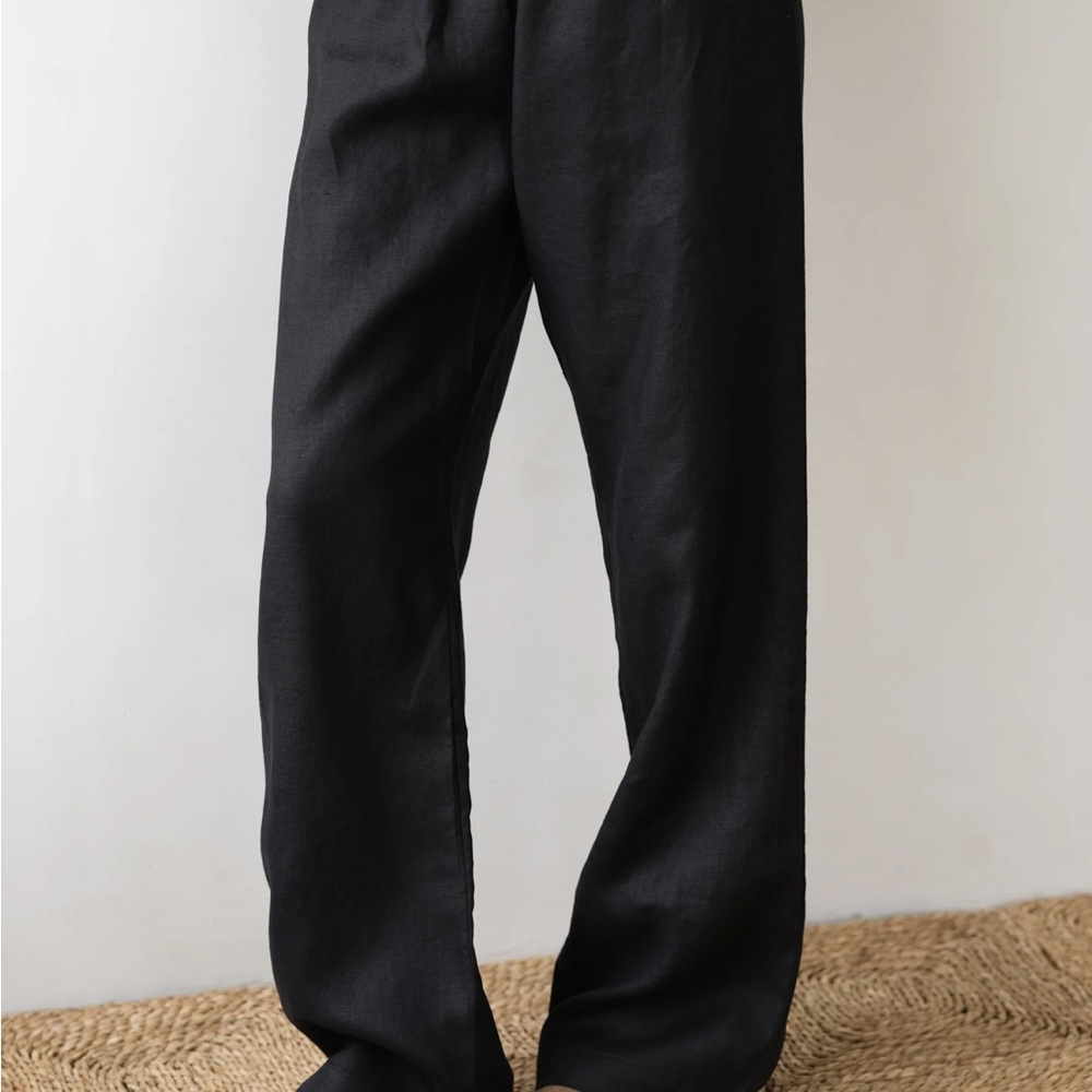 Donni The Linen Simple Pant, black, size M